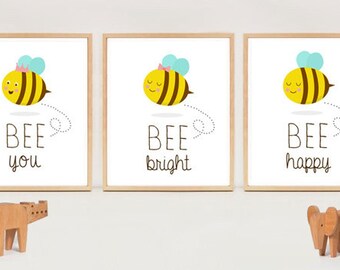 Printable nursery wall art - Little bees - INSTANT DOWNLAOD