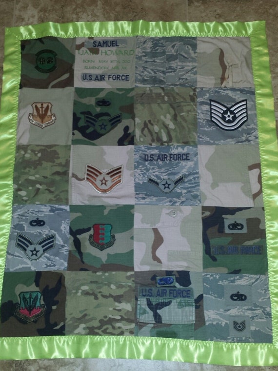 Memory military uniform quilts.