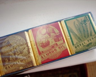 Rare sealed box of 12 vintage Crabtree & Evelyn bath cubes Sandalwood, Royal Fern, and Almond Oil scents