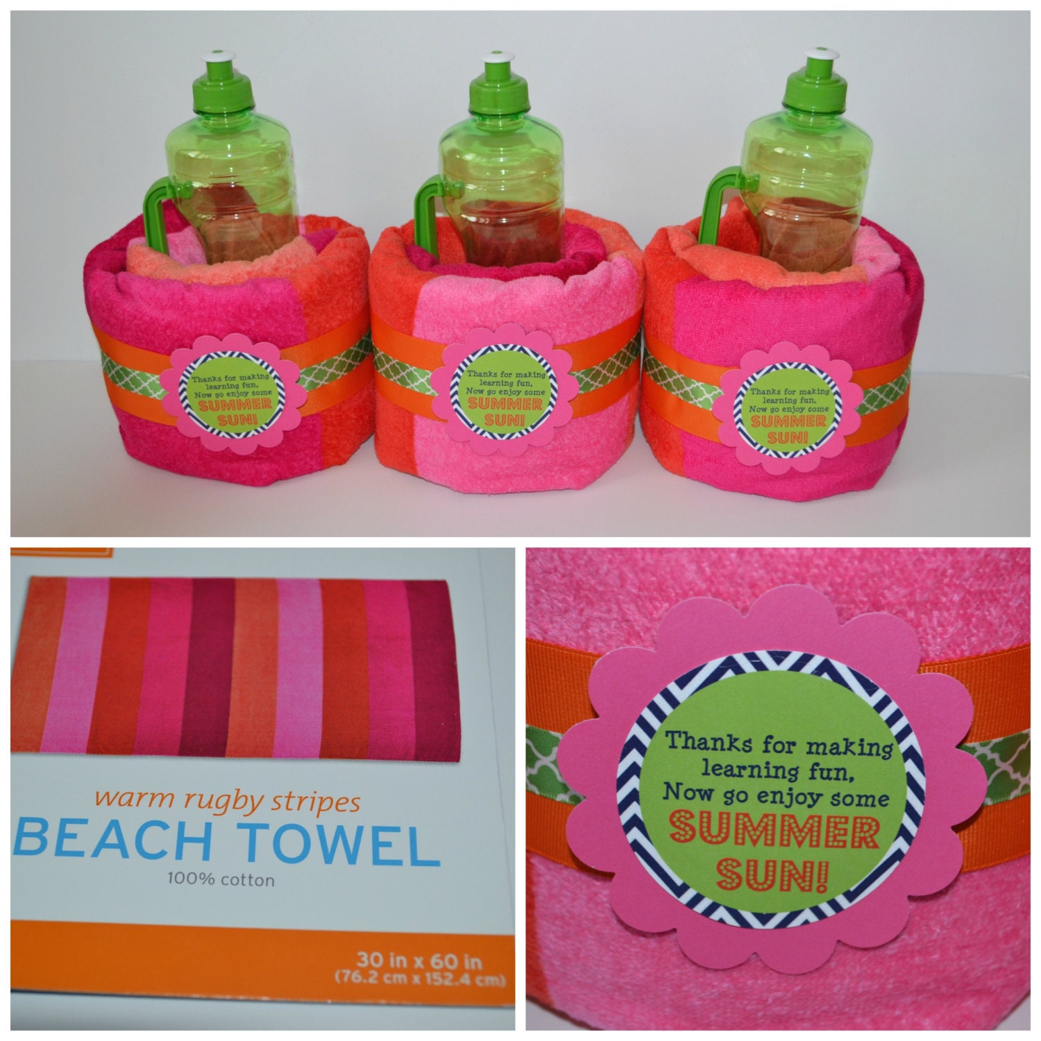 Teacher Appreciation GiftBeach towel and water by CrispCreations1