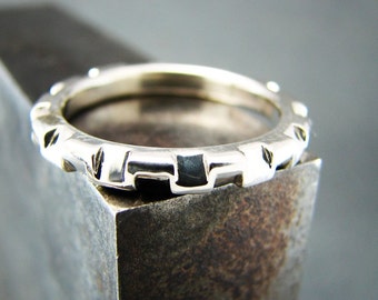 sugarman wedding band tire tread design silver stacking ring rough silver ring mens - Mud Tire Wedding Rings sugarman wedding band tire tread design silver stacking ring rough silver ring mens - Mud Tire Wedding Rings