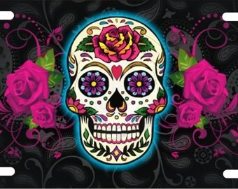 Sugar skull personalized novelty front front license plate custom decorative car tag