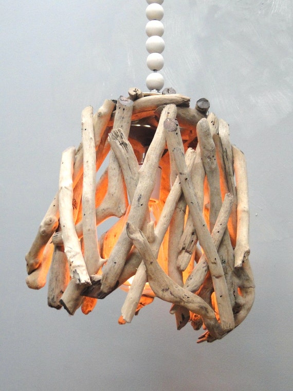 driftwood hanging pendant fixture chandelier beads lights chandeliers