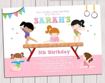 GYMNASTIC Birthday Invitation, Printable Gymnastics invitation, Gymnastic Invite, Gymnastic Party, Printable DIY PDF