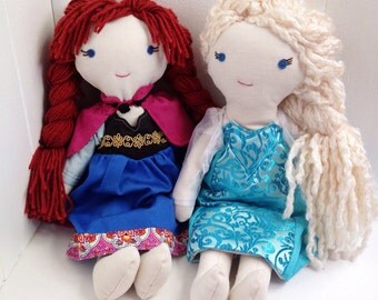 Frozen Inspired Elsa and Anna Cloth Dolls - Set of Both Dolls
