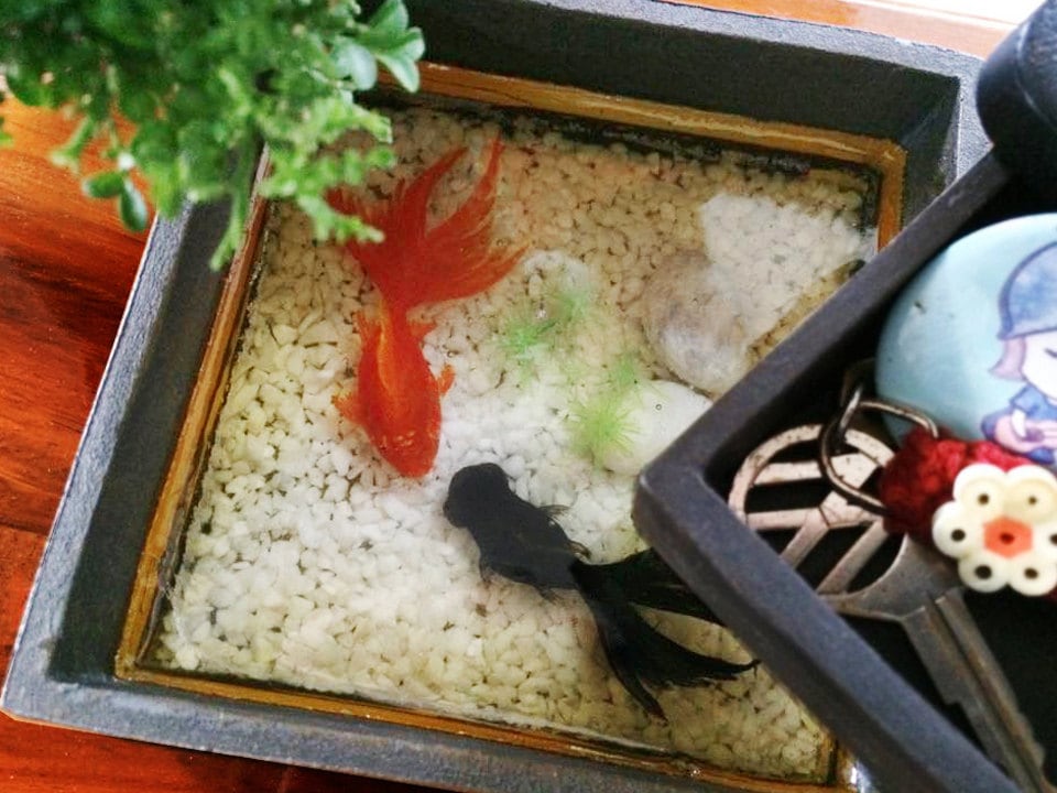 Sold out Wonder boxes with 3D goldfish acrylic by CrazyDymond