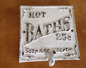 Hot baths towel hook, shabby chic, white