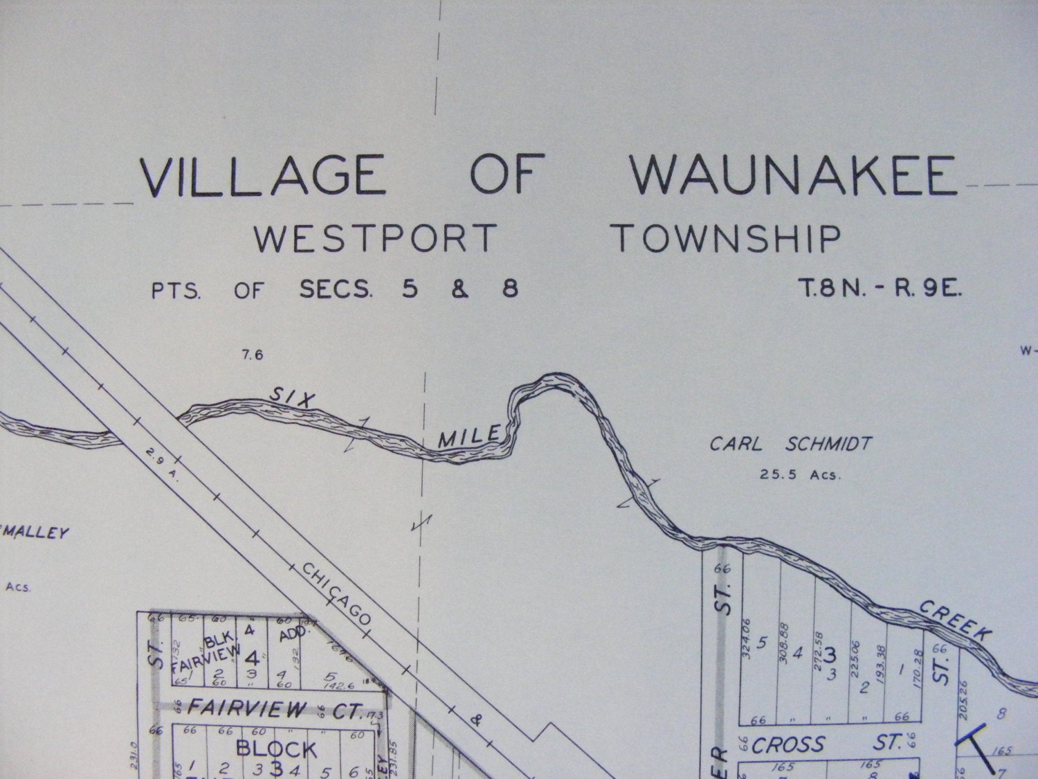 1950's Assessors Plat Map of Waunakee WI Dane County