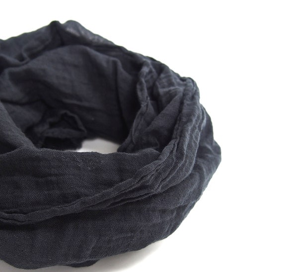 Minimalist Black Scarf Black Cotton Gauze Scarf Mens Scarf