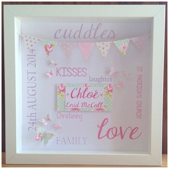 Personalised birth Print / Framed Bunting by LittleLoveliesCraft