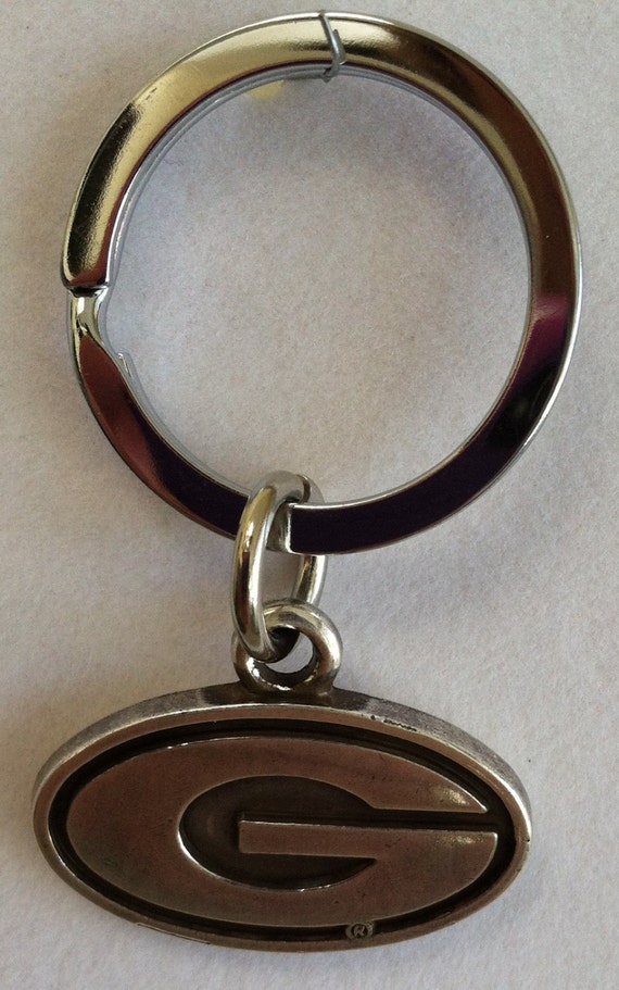 Bulldogs UGA Silver Tone Charm Keychain w/ flat