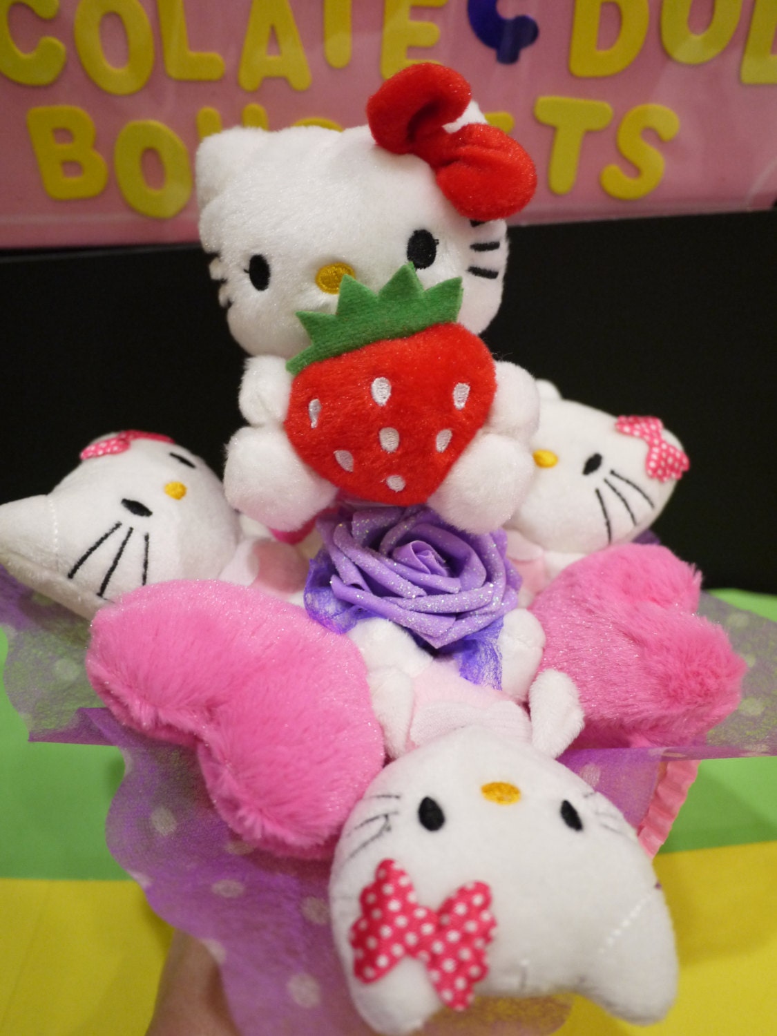 Hello Kitty plush doll with pink heart cushions. by LoveUBouquets