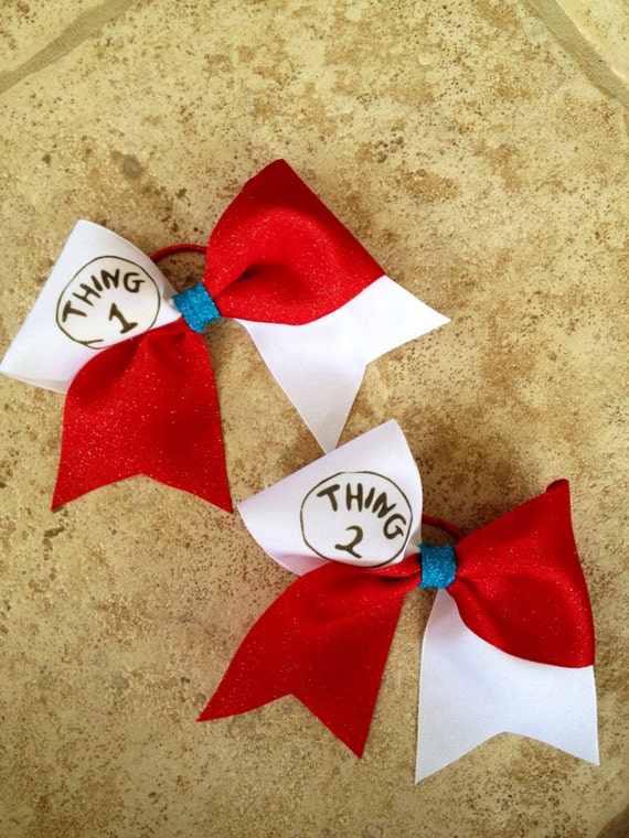 THING 1 and Thing 2 Cheer Bow Set Red White and Blue