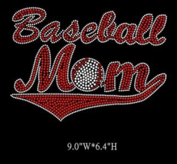 Baseball Mom Red Rhinestone Hot Fix iron on by LaLaBoutiqueBling