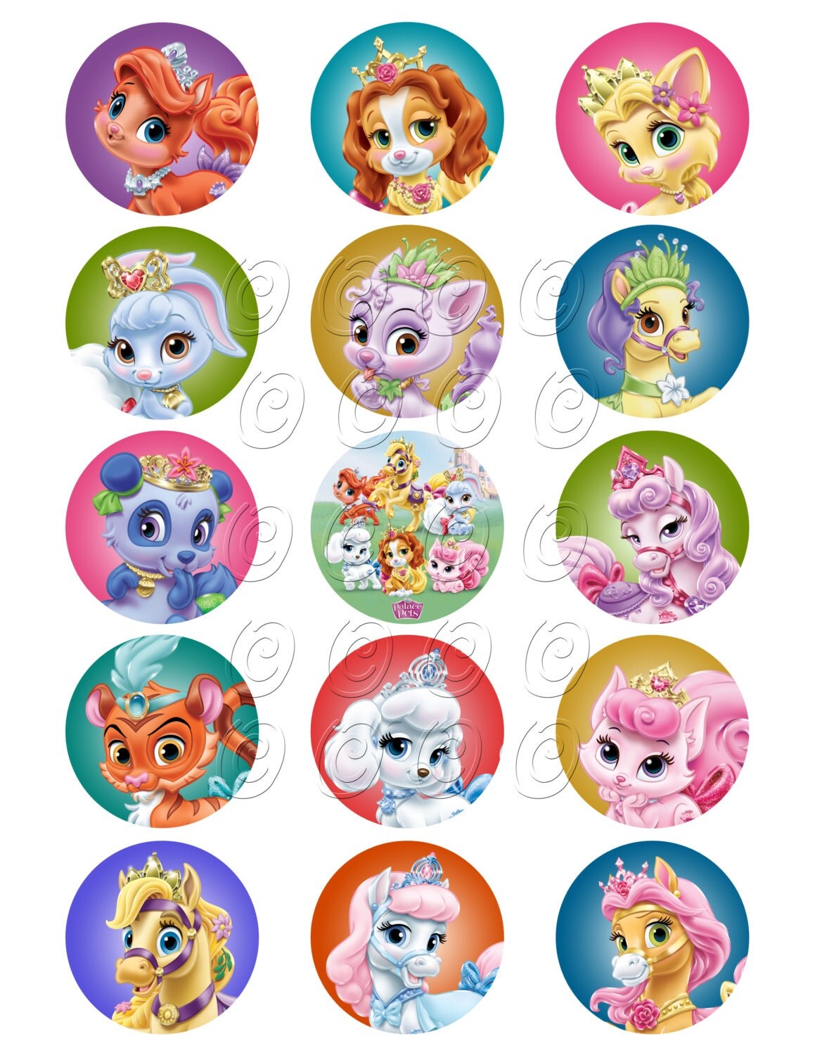 15 Different Princess Palace Pets &amp; friends Birthday Cupcake