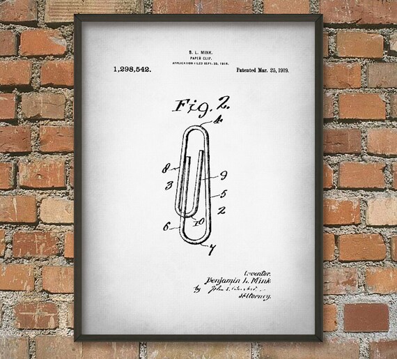 Paper Clip Patent Wall Art Poster by QuantumPrints on Etsy