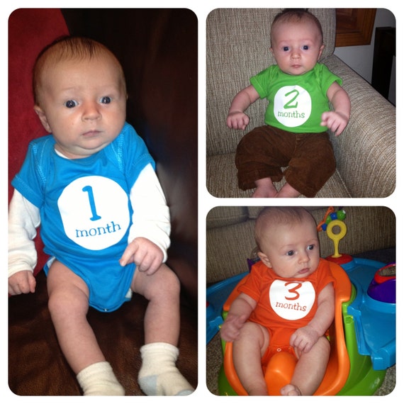 Baby Boy MultiColor Monthly Onesies