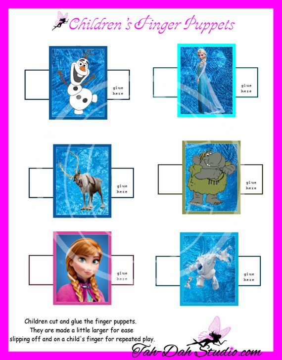Frozen Anna Elsa Finger Puppets Rectangle U Print By TahDahStudio