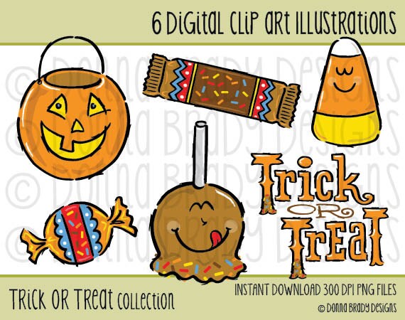 Items similar to Halloween Digital Clip Art, Trick or Treat Digital ...