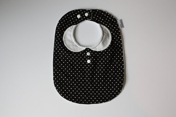 Baby girl polka dot bib with collar cotton and minky