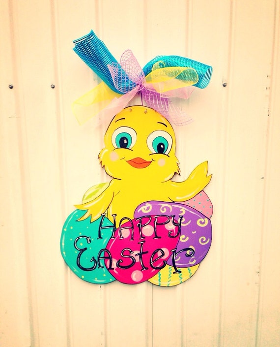 Items similar to Easter door hanger,Easter wreath,easter chick door ...