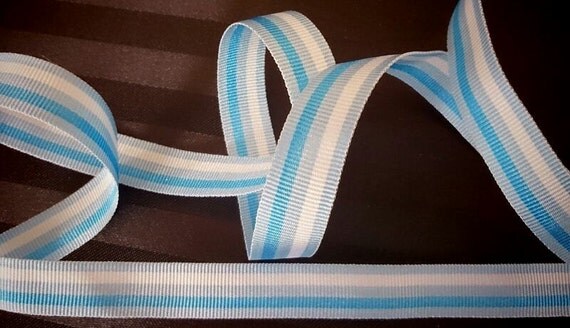 Blue and white striped grosgrain ribbon