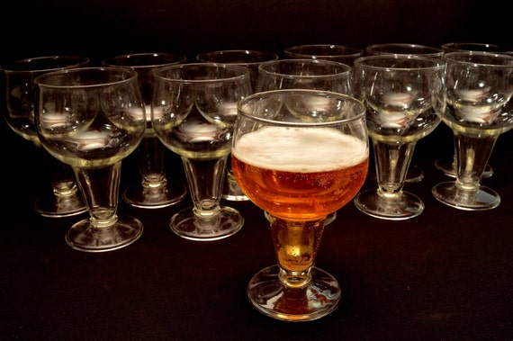 Large Set of 14 Beer Lager Glasses Goblets 70s Sundae