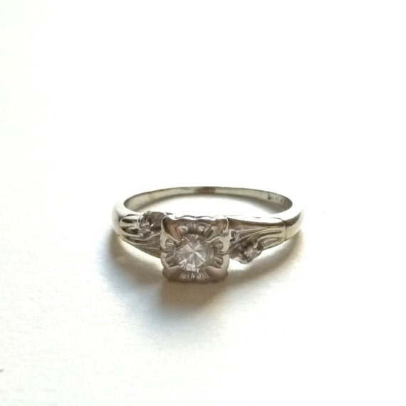 1940s Engagement Ring White Gold and Diamond by Jopaz on Etsy