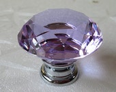 Lavender Glass Knobs / Dresser Knobs / Drawer Knobs Pulls Handles Purple Crystal Knob Pull Handle / Kitchen Furniture Cabinet Hardware - ARoseRambling
