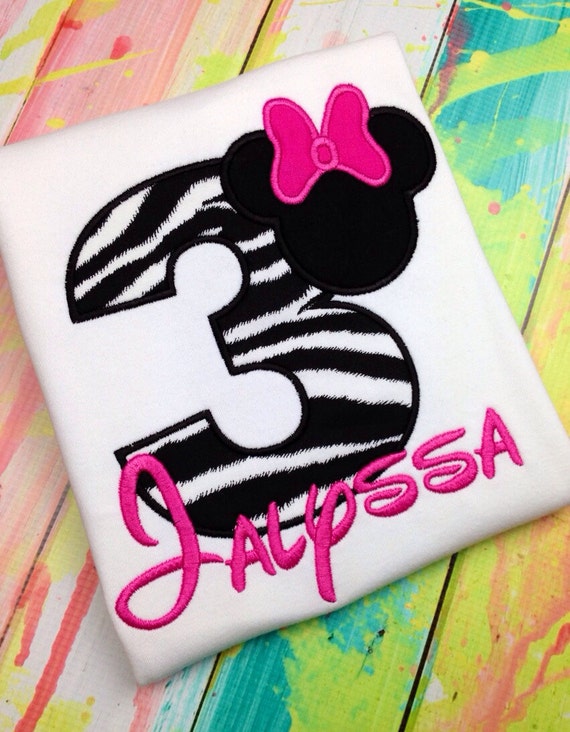 Minnie Mouse Birthday Shirt/ Appliqué/ Monogram/ Zebra