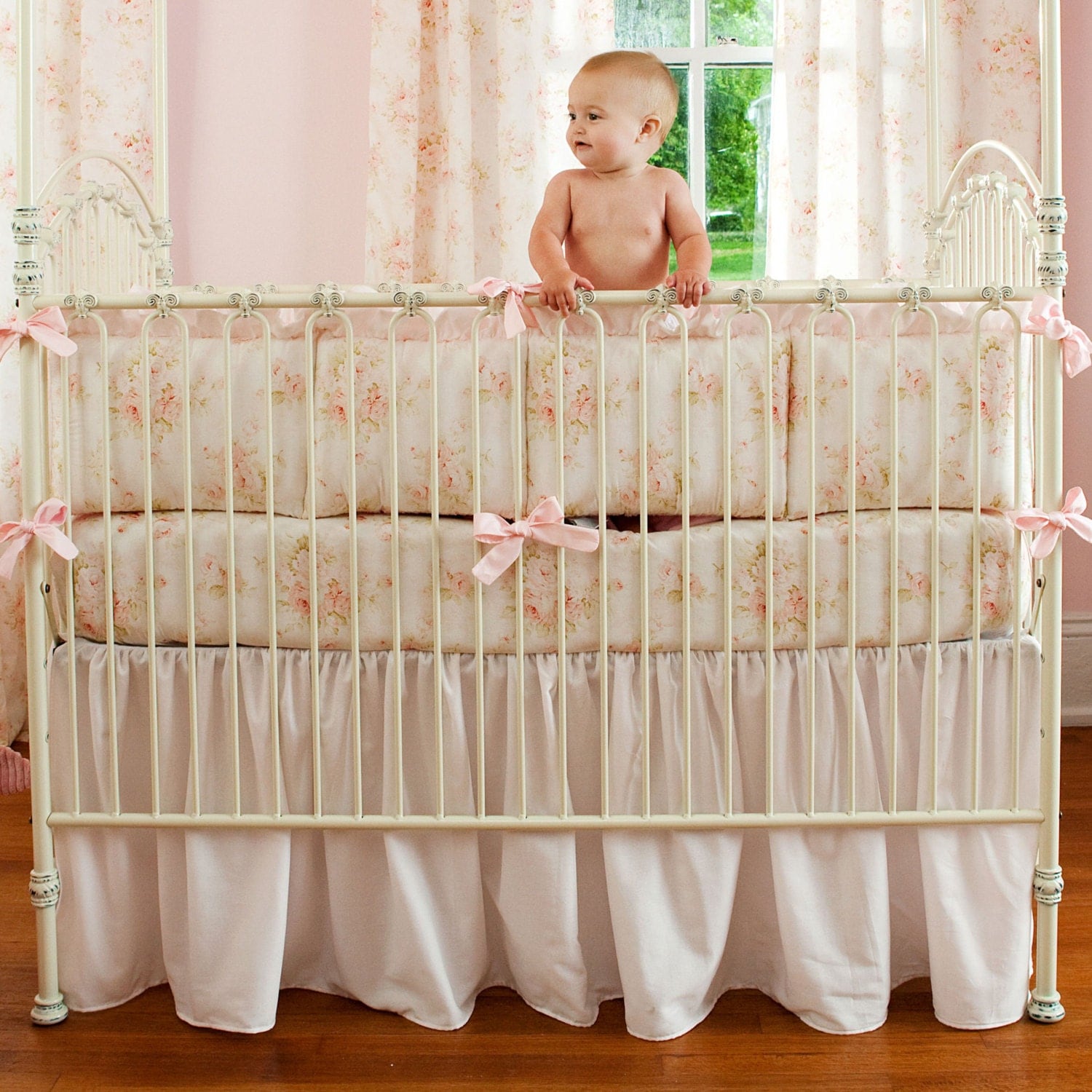 Girl Baby Crib Bedding Shabby Chenille 2Piece Crib Bedding