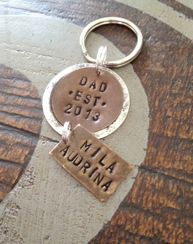 Dad Keychain Brass Keychain Mens Keychain Personalized