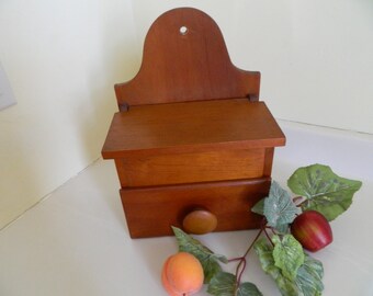 Vintage Wood Drawer and Hinged Storage Wall Cabinet