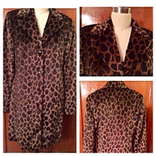 Vintage faux fur leopard print Safari animal swing coat jacket kate xs ...