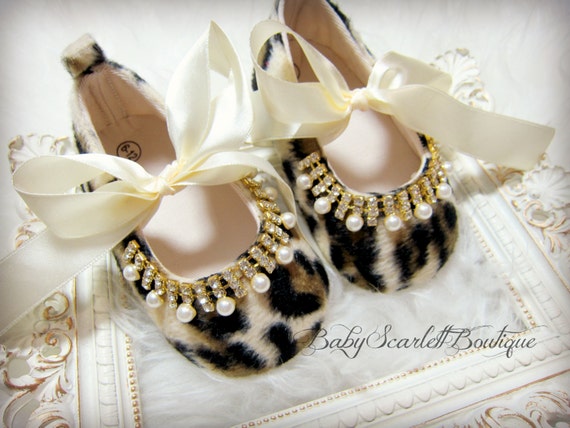 Leopard Print Baby Girl Shoes,Soft Sole Shoes,Crib Shoes