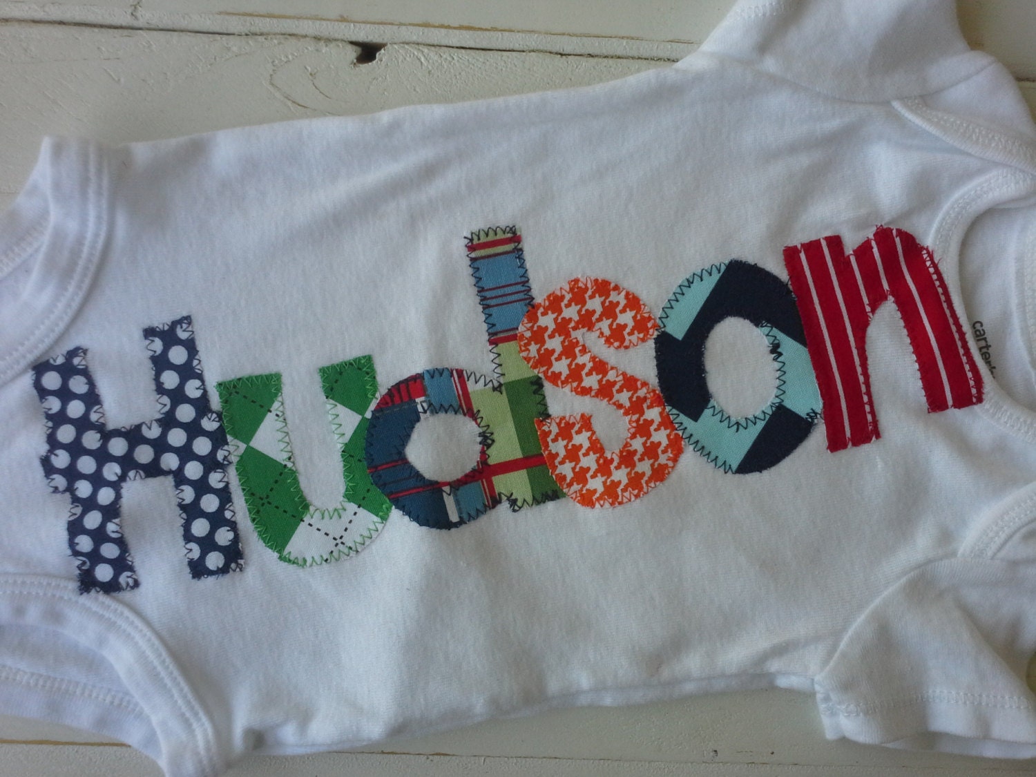 boys Personalized appliqued baby name onesie baby shower gift