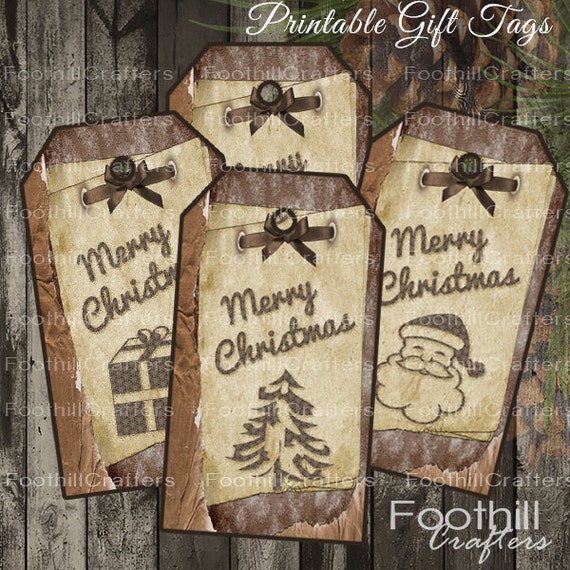 INSTANT DOWNLOAD 12 Country Style Christmas Gift Tags 1.5