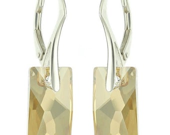 925 Sterling Silver Pendular Lochrose Swarovski Crystal Leverback Earrings