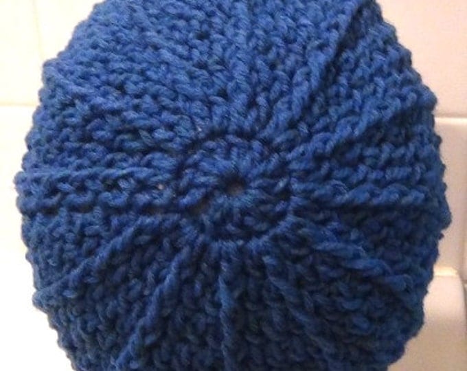 Crocheted Skullcap - Rich Blue Peacock Cap - Beanie