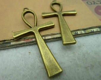 Large cross Antique   charm infant Brass love Pendants   Vintage 10PCS 5x55mm  Charm Cross