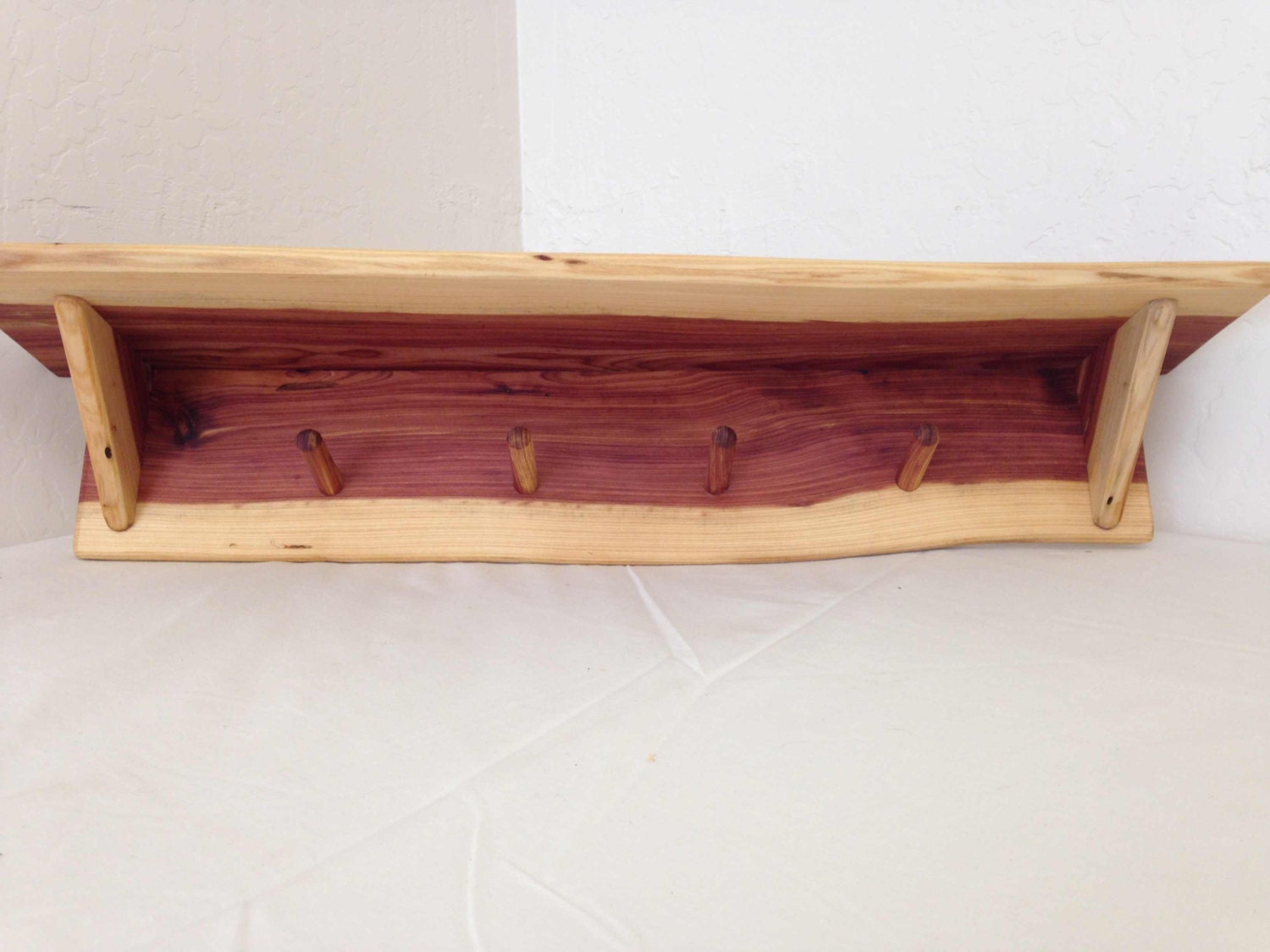 Cedar wood coat rack with shelf