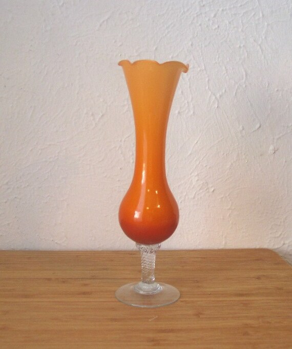 White Blue Ruffled Glass Vase