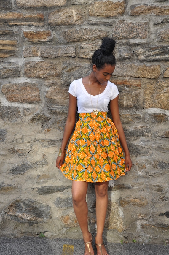 African Print Pleated Skirt