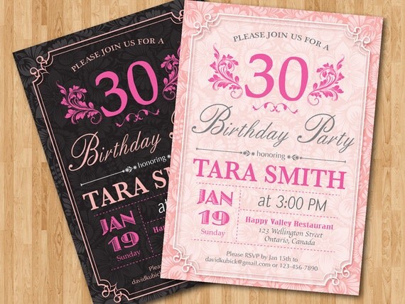 Invitation Anniversaire Noir Et Rose