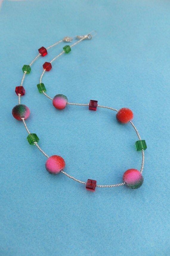 Glass Candy Necklace Beaded Necklace Statement by Neckcessorize