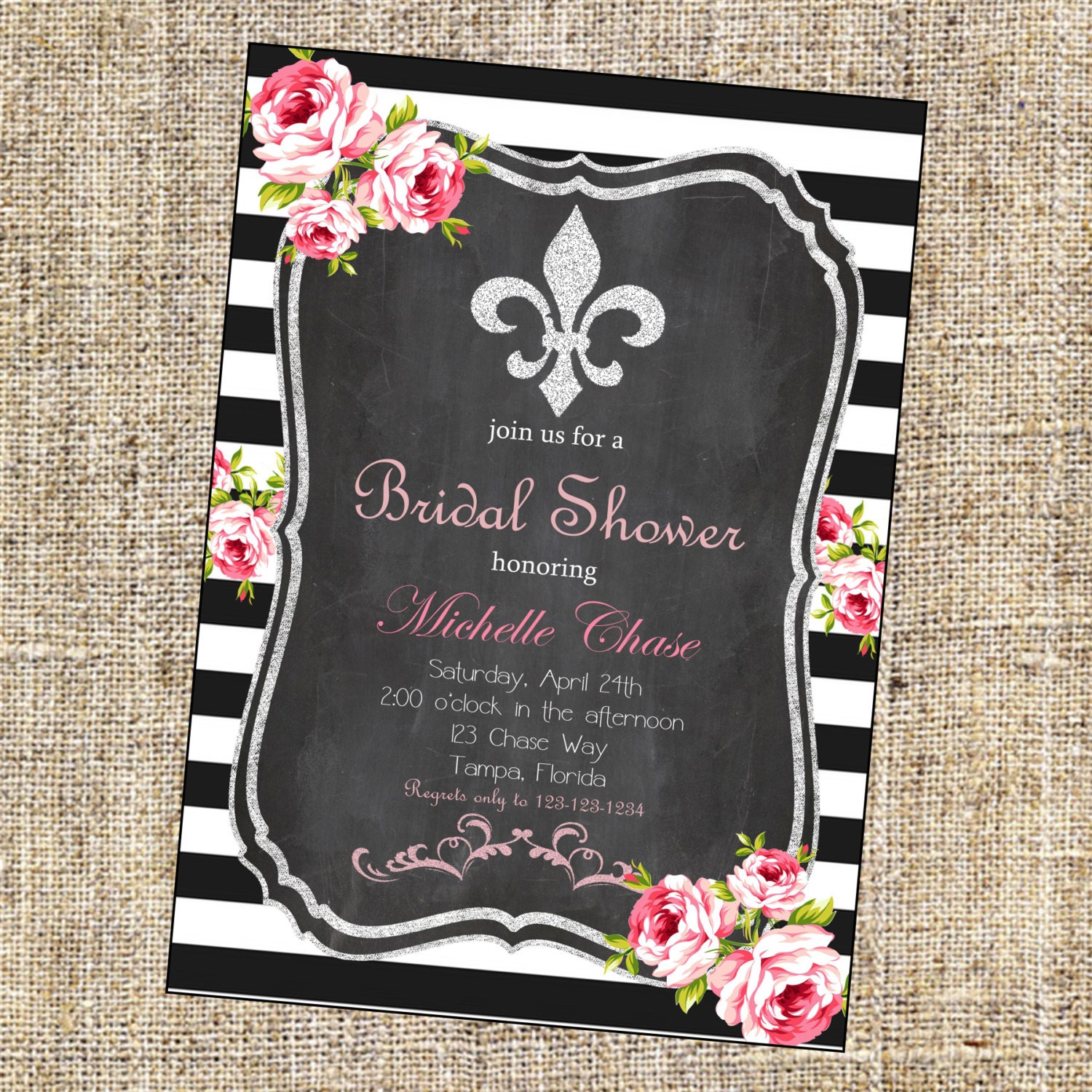 Fleur de Lis Invitation French Invitation Bridal Shower
