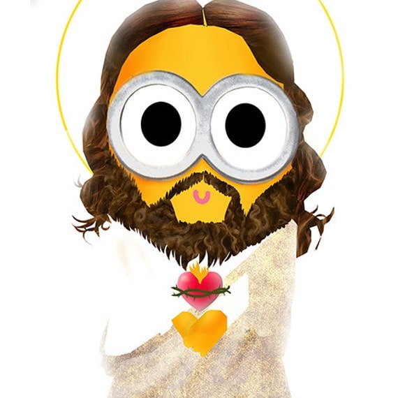 Jesus Minion Print Wall Decor Art Home Decor Wall Hanging