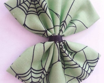 Halloween- Halloween Hair Bow- Spiderweb Hair Bows- Jumbo Halloween Hair Bows- Spiderwebs- Green Spiderweb- Green Spiderweb Bow- Hair Bows