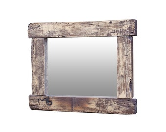 Rustic mirror- Poplar- Reclaimed wood- Wood- Unique product- Original ...