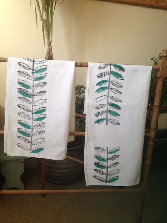 Hand printed tea towel by PrintsbyLucyPerry on Etsy